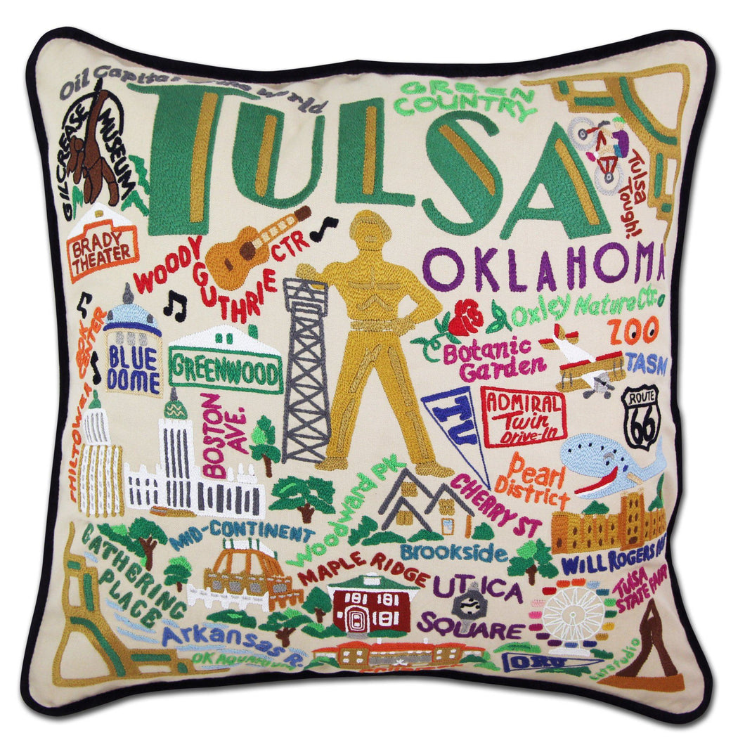 Tulsa Hand-Embroidered Pillow - catstudio