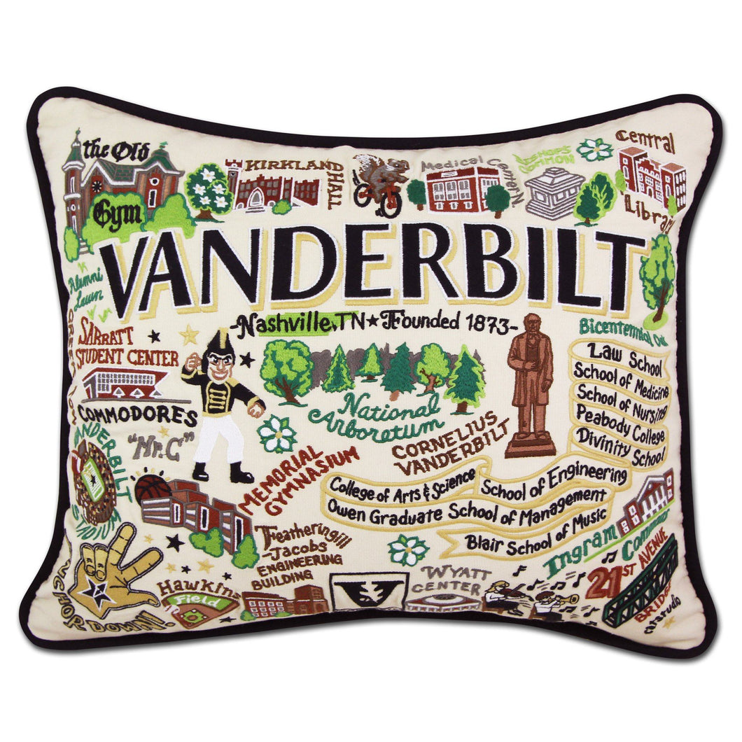 Vanderbilt University Collegiate Embroidered Pillow - catstudio