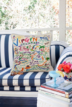 Load image into Gallery viewer, Virgin Islands Hand-Embroidered Pillow - catstudio

