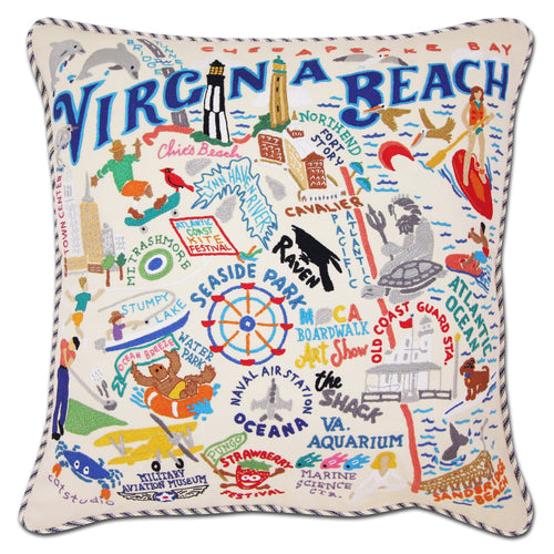 Virginia Beach Hand-Embroidered Pillow - catstudio