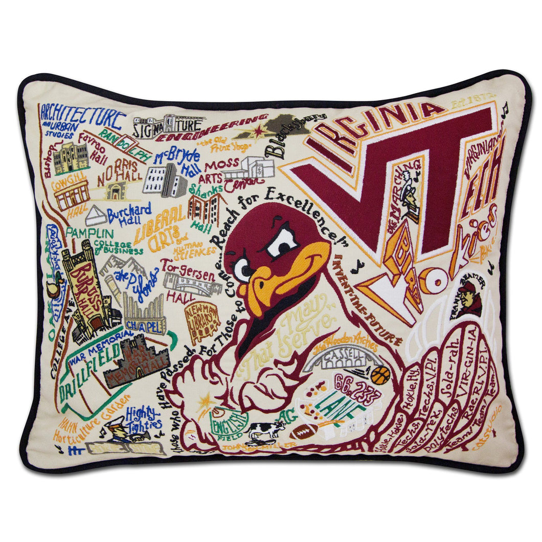 Virginia Tech Collegiate Embroidered Pillow - catstudio