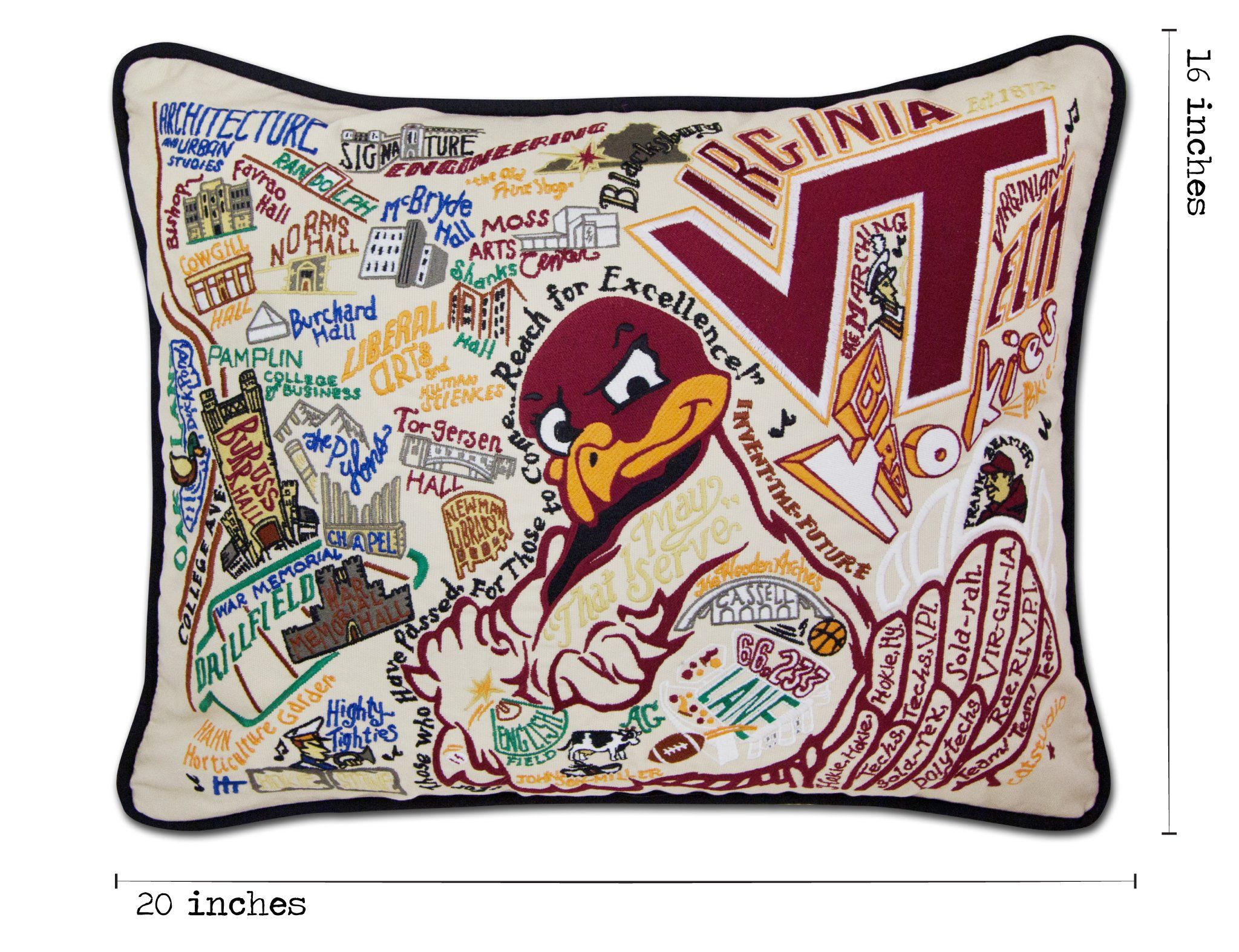 Virginia Tech Embroidered Pillow | Collegiate Collection by