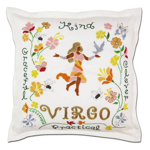 Virgo Astrology Hand-Embroidered Pillow - catstudio