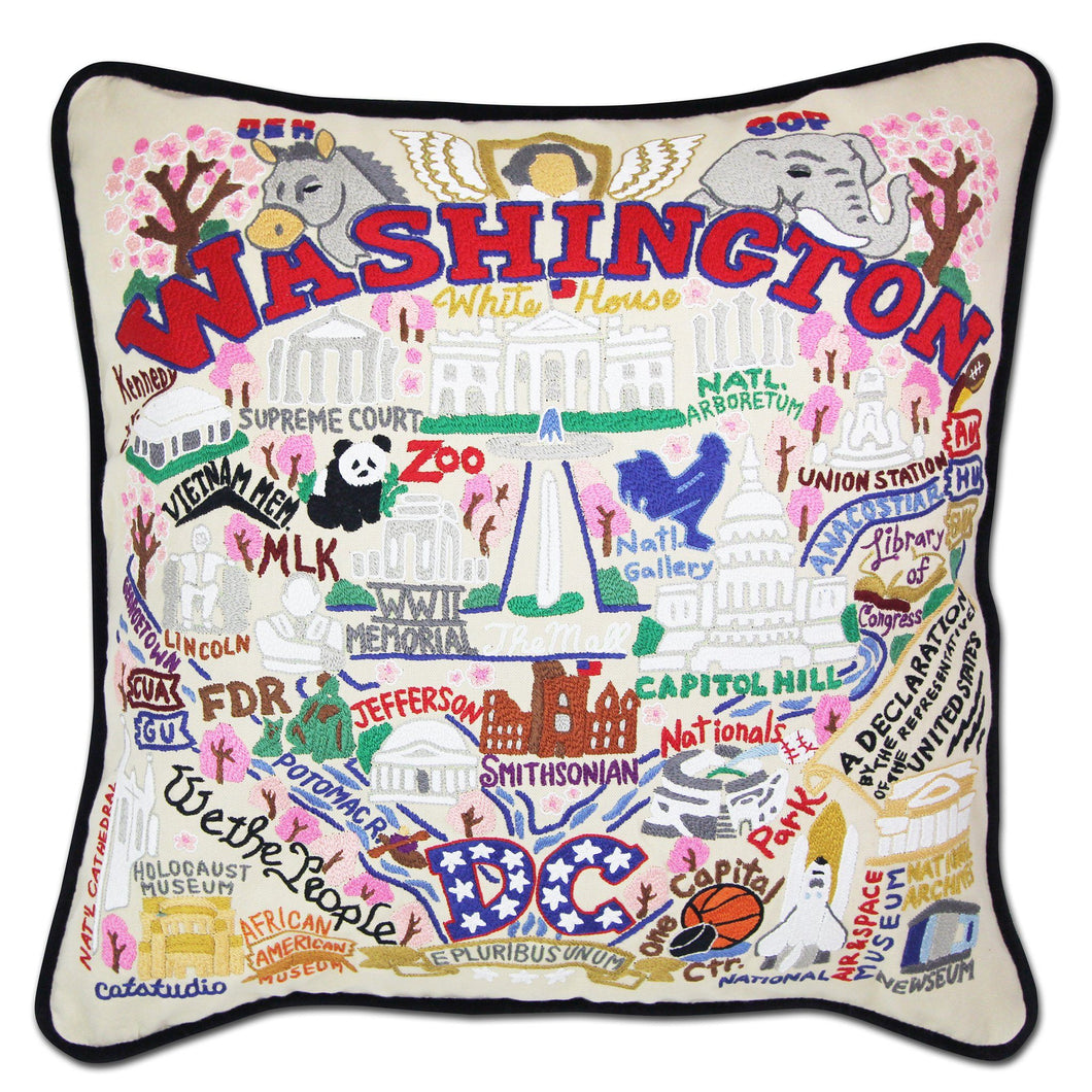 Washington DC Hand-Embroidered Pillow - catstudio