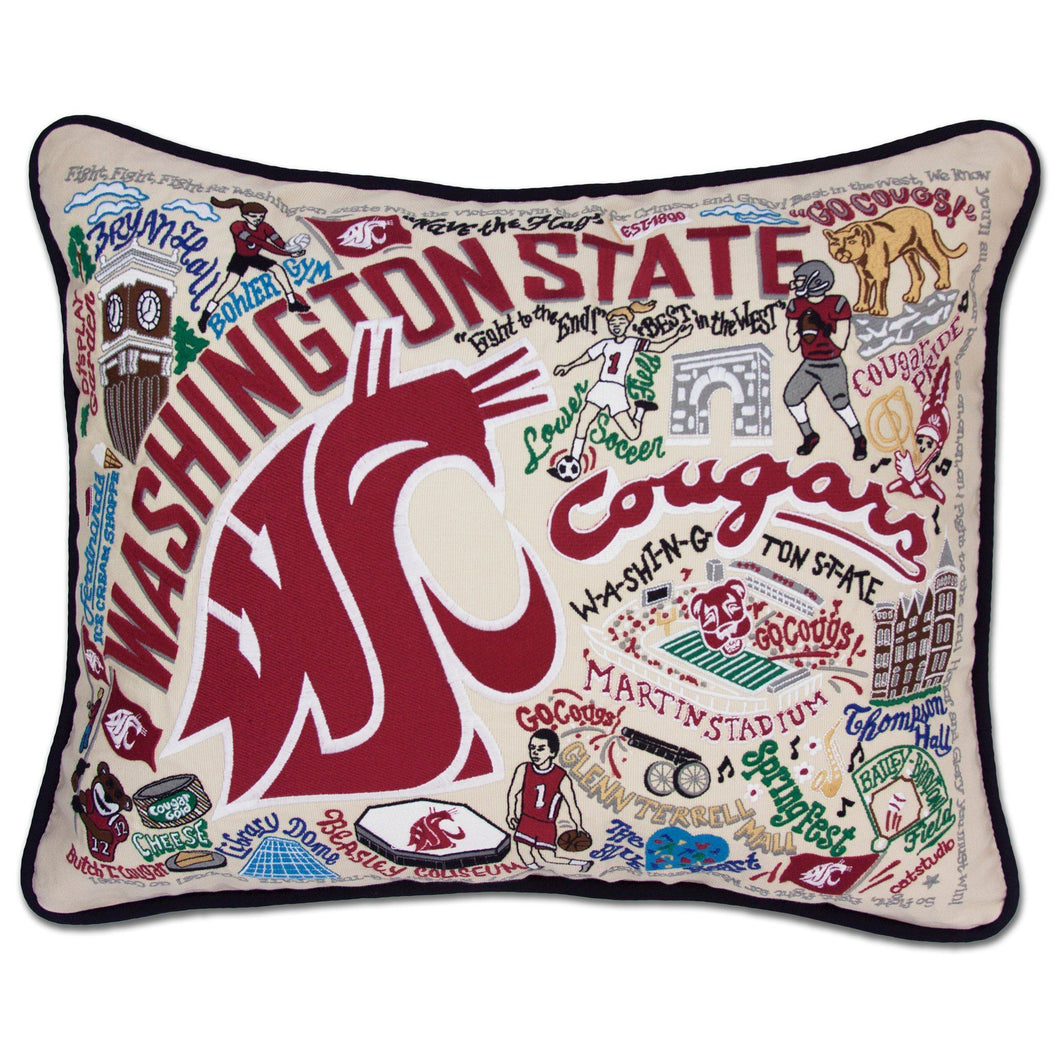 Washington State University Collegiate Embroidered Pillow - catstudio
