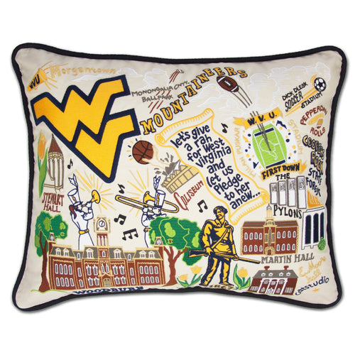 West Virginia University Collegiate Embroidered Pillow - catstudio