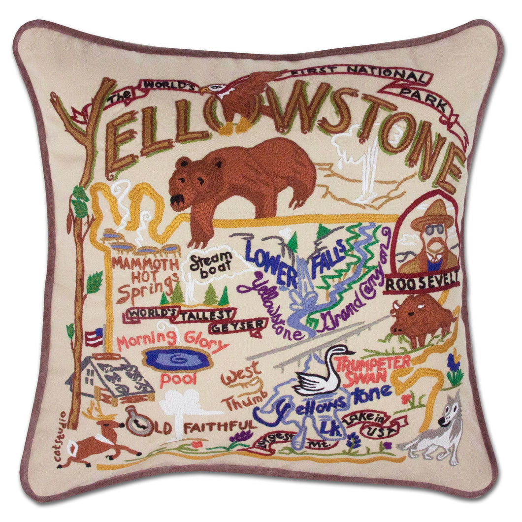 Yellowstone Hand-Embroidered Pillow - catstudio