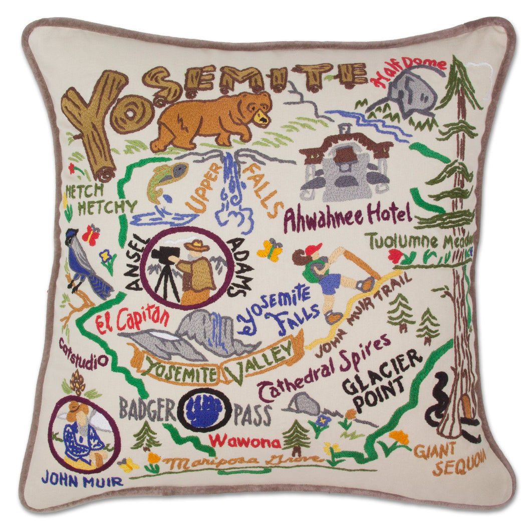 Yosemite Hand-Embroidered Pillow - catstudio