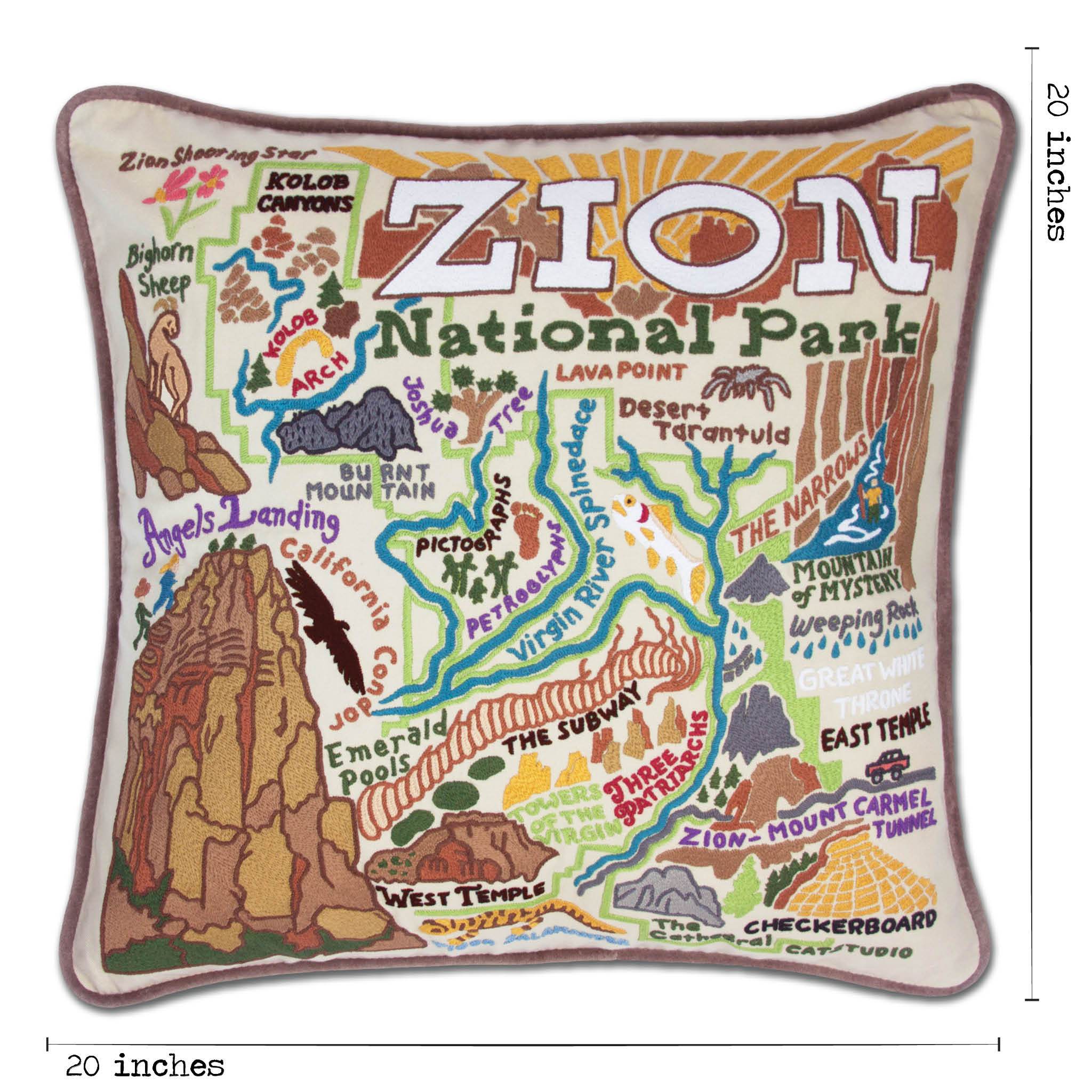 Zion Hand-Embroidered Pillow | National Parks Collection by
